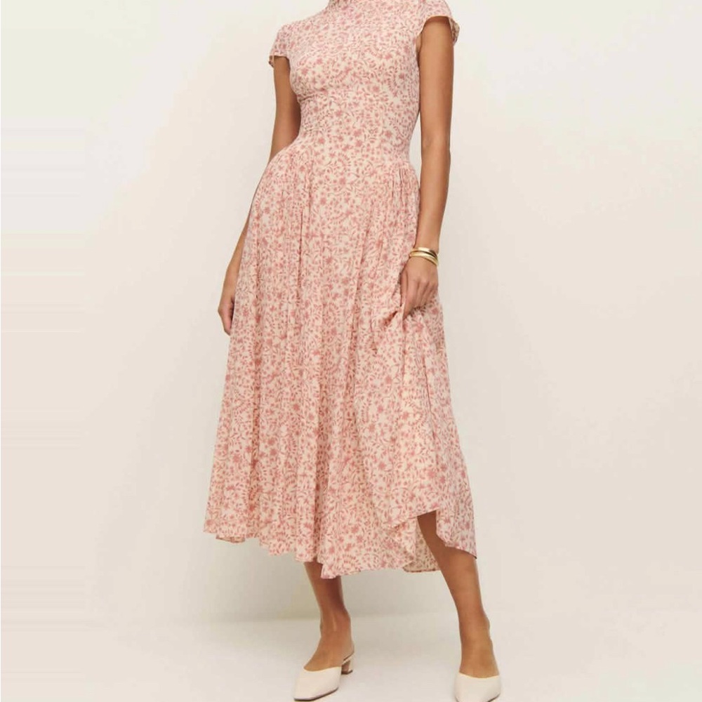 Floral Pink Midi Dress only wore once absolutely stunning Reformation dress